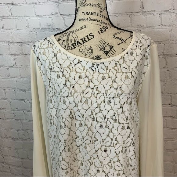 Banana Republic Ivory Blouse lace size extra large - Picture 2 of 11